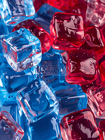冰块纹理红色和蓝色