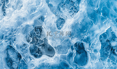 冰冻湖面抽象艺术纹理的顶视图高质量照片