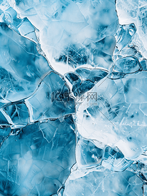 冰裂纹蓝色冰纹理的顶视图