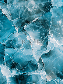 冰裂纹蓝色冰纹理的顶视图