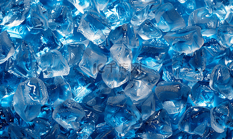 冰块纹理蓝色冰块纹理背景新鲜霜