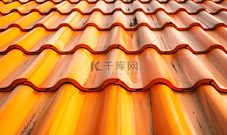 橙色屋顶瓦片纹理背景