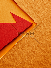 橙色纸背景纹理半两种颜色与红色箭头工艺姜纸板的宏观结构