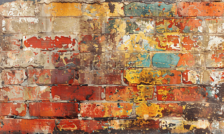 赤土色旧砖墙大表面的纹理背景
