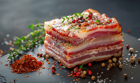 肚肉培根肉片层肥肉猪油新鲜猪肉香料腌制