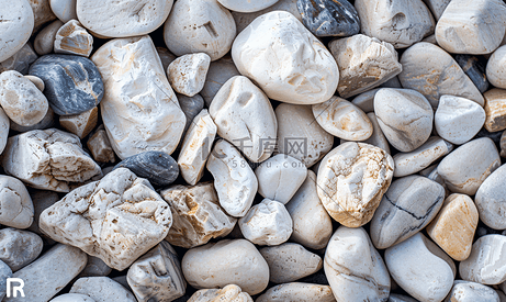 花岗岩砾石纹理白色鹅卵石背景景观概念图案