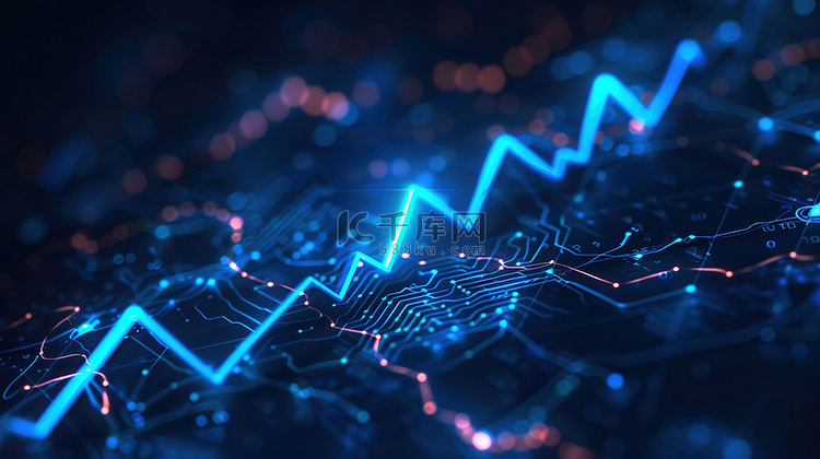 蓝色股票折线金融分析图朦胧背景图片免费下载-千库网