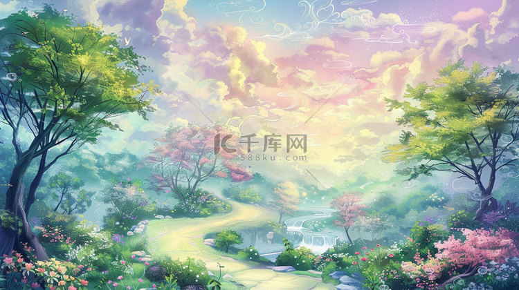 森林风景动漫写实合成创意背景图片免费下载-千库网