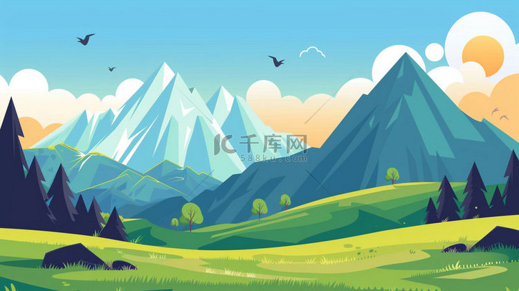 山景森林动漫写实合成创意背景图片免费下载-千库网