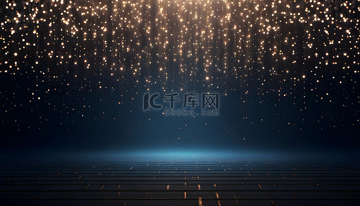虚幻的发光网格延伸到地平线沐浴在来自天空的柔1高清摄影大图-千库网