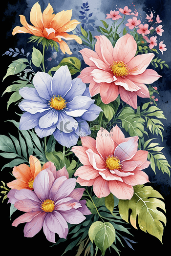 油画抽象花背景图片大全-油画抽象花高清照片下载-千库网