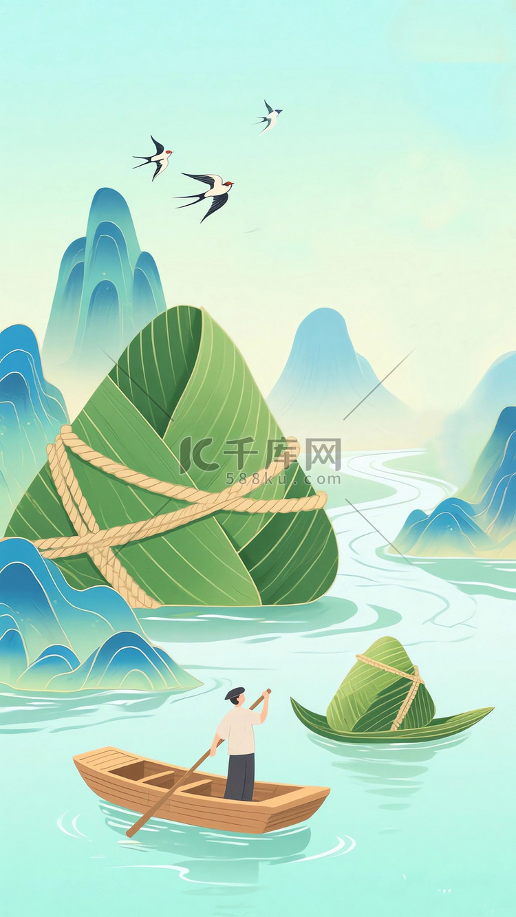 国风清新传统节日端午节安康背景图片免费下载-千库网