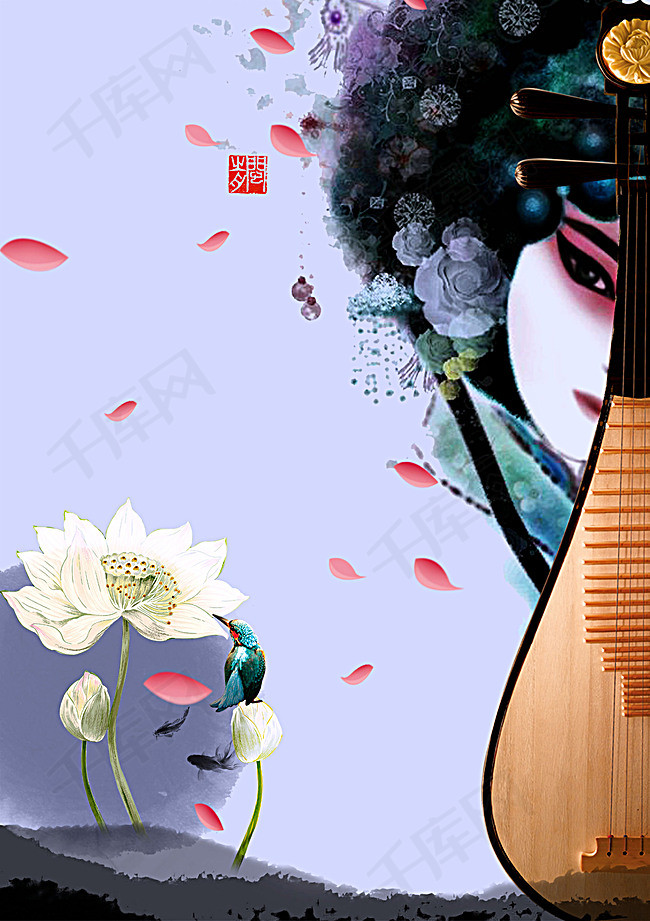 中国风水墨京剧琵琶背景素材背景图片免费下载_海报banner/psd_千库网