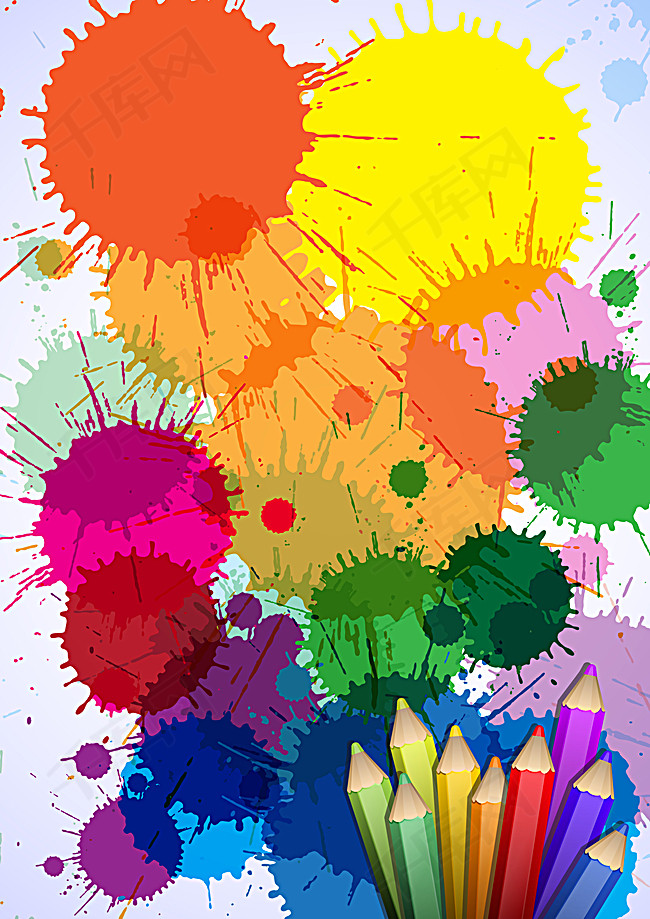色彩斑斓铅笔插画矢量背景素材