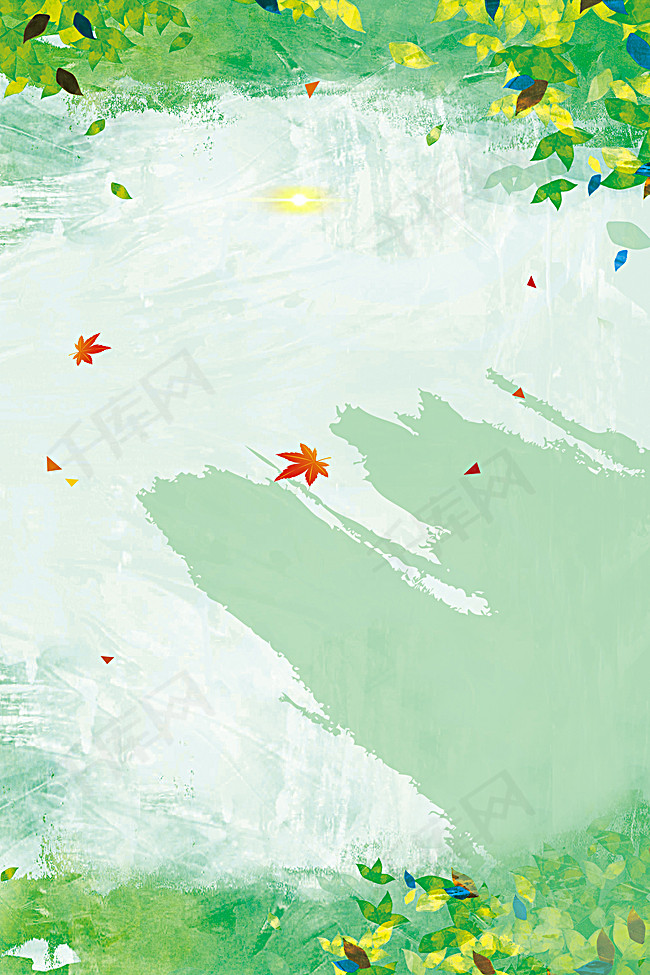清新草丛水彩绿色背景素材