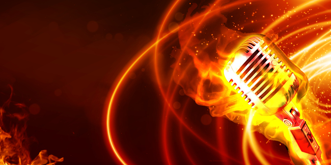 火焰光效话筒演讲比赛海报背景素材