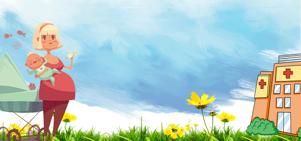 千库网 商用图库 孕妇瑜伽卡通手绘banner海报背景