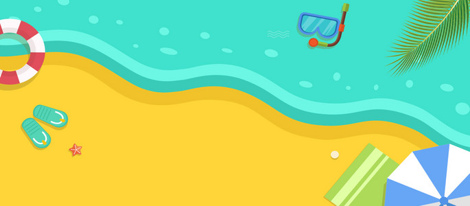 全屏卡通背景图片_卡通沙滩夏季海洋PSD分层banner