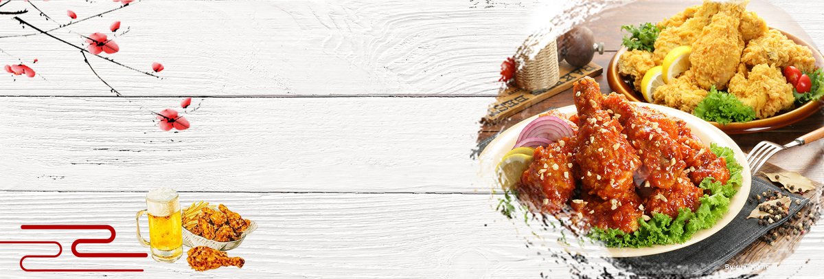 浅色简约美味美食炸鸡食品淘宝banner