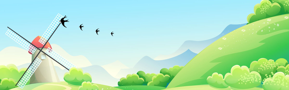 春天扁平卡通绿色电商海报背景 (1920*600)