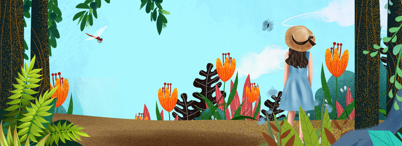 小清新女孩放鹿雪地大雪节气海报背景图片免费