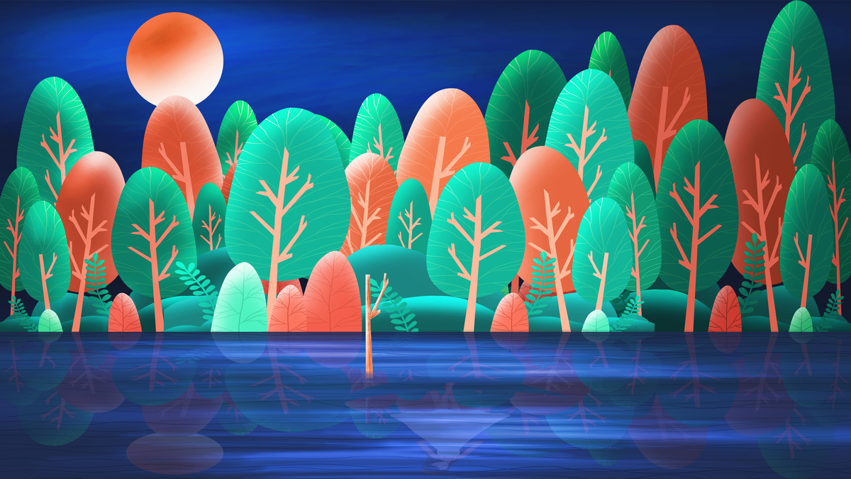 手绘扁平树木海报背景