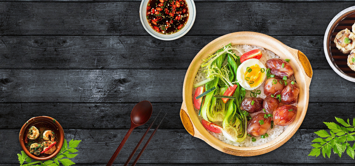 美食盖浇饭促销季黑色背景