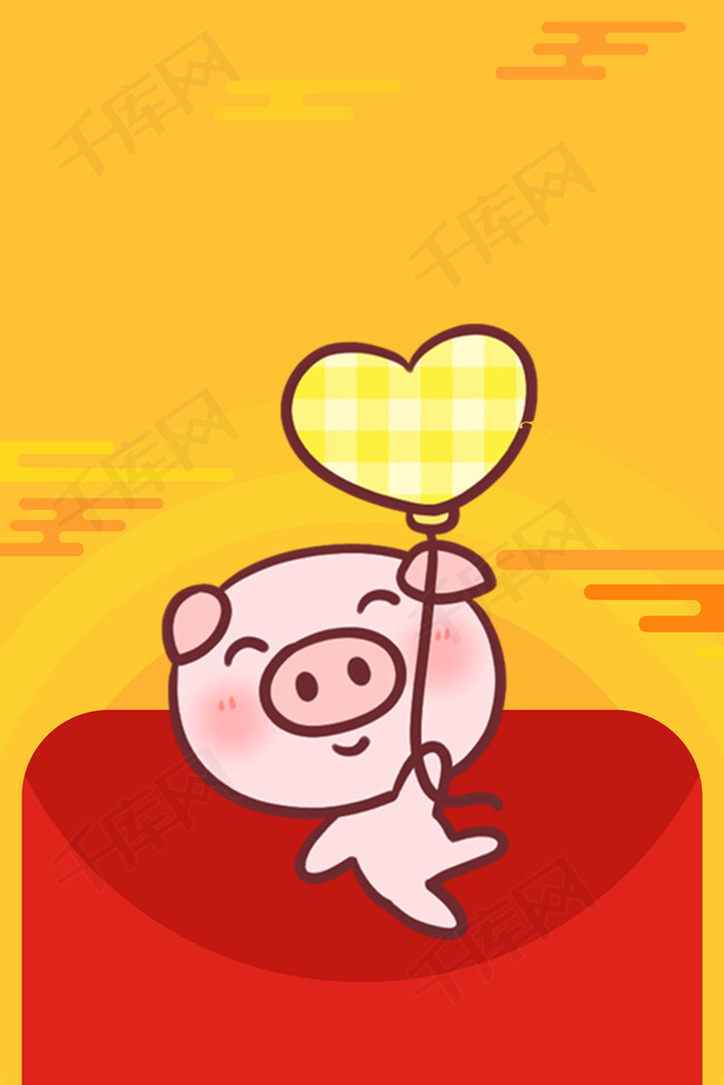 猪年卡通黄色海报背景图片免费下载_广告背景/psd_千库网(图片编号