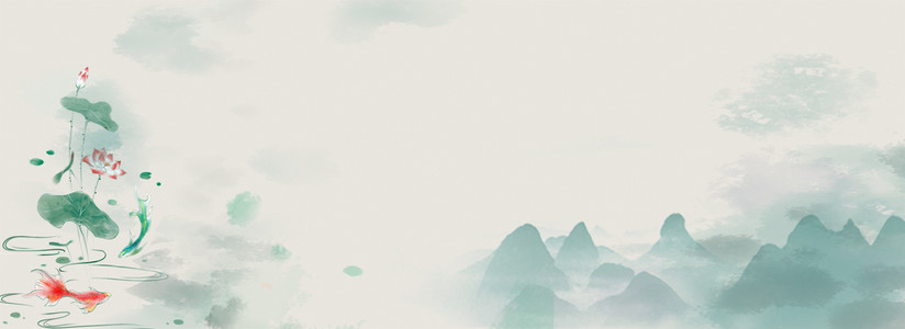 古风水墨山水荷花中国风背景素材背景图片免费