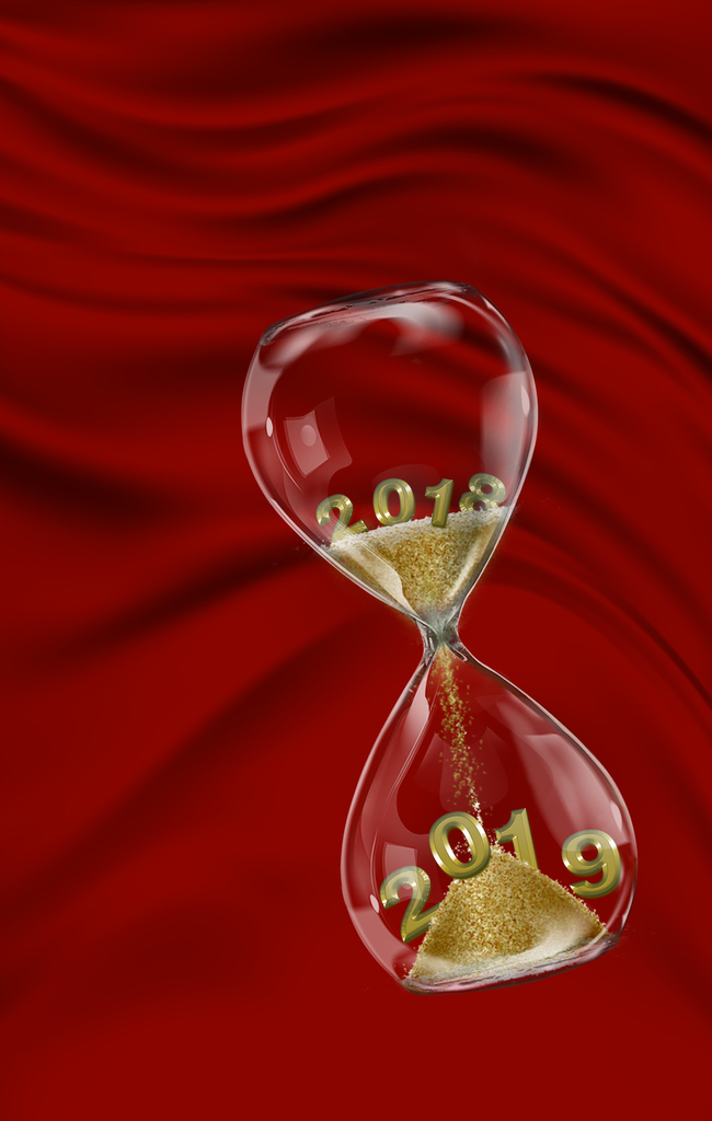 2019复古中国红沙漏倒计时