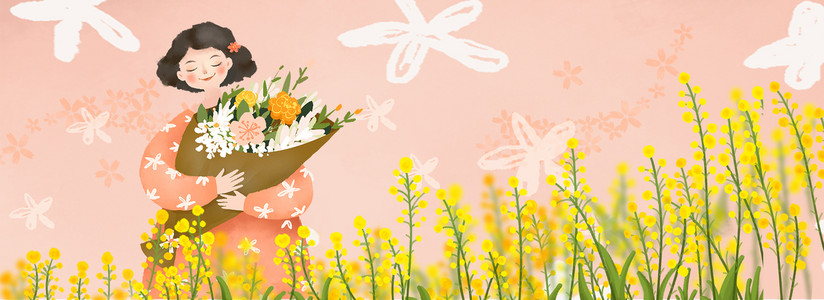 唯美手绘跪着的女生人物背影素材图片免费下载