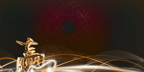 简约黑金大气金色线条赢字banner背景