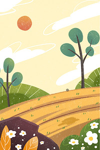 卡通农村天地插画