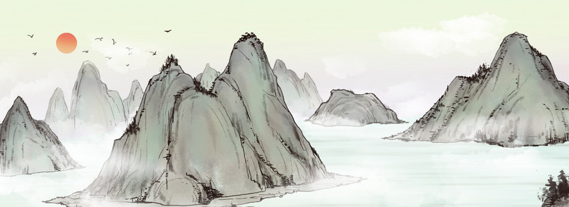 中国风水墨背景图