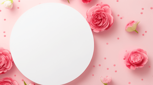 妇女节贺卡背景图片_清新情人节花朵白色圆框背景素材