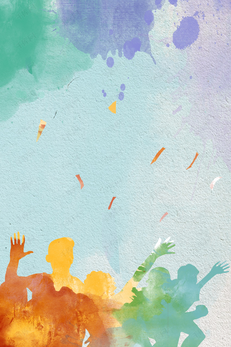 五四青年节狂欢水彩背景图片免费下载-千库网