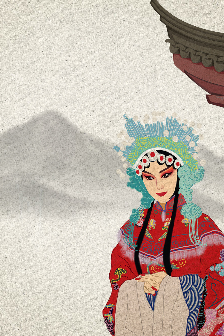 中国豫剧挂画歌剧院文化宣传海报背景素材