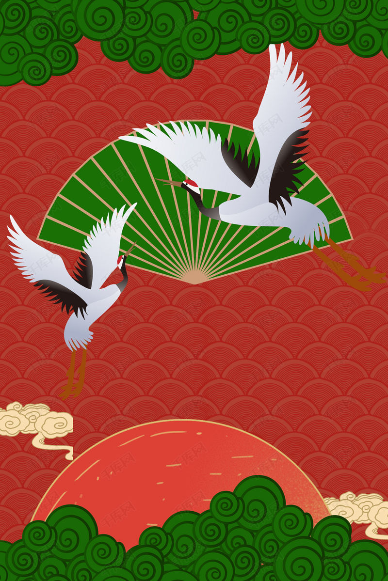 简约新式中国风国潮促销背景海报