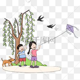 清明节春风吹杨柳放风筝