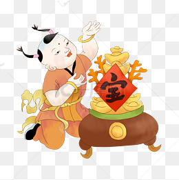 中国风年画可爱的胖娃娃