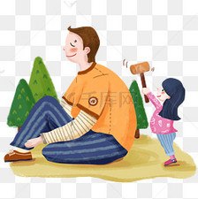 感恩节卡通手绘风女儿给父亲敲背素材图片免费下载