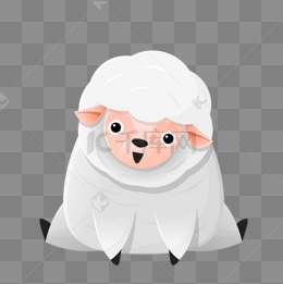 卡通可爱坐着的绵羊