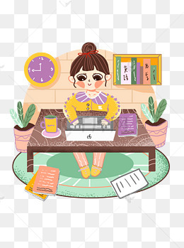 考试学习卡通可爱糖果色小场景插画元素