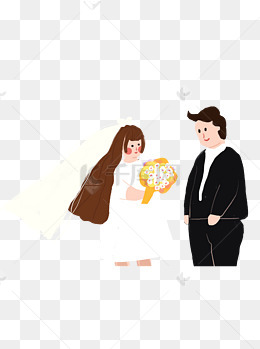 婚纱男女手绘人物psd设计