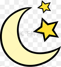 黄色卡通月亮星星