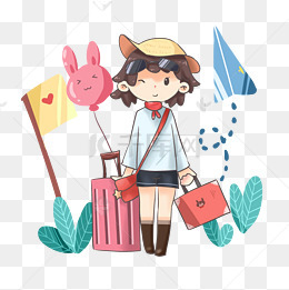 旅游坐在热气球上的小女孩