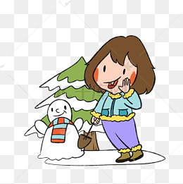 千库网 图片素材 冬季看雪景的小女孩