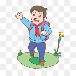 开学季小学生放学卡通手绘