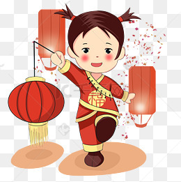 新年福娃灯笼手绘卡通人物png素材