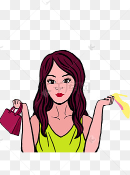 手绘卡通女孩提着宝宝高跟鞋原创元素